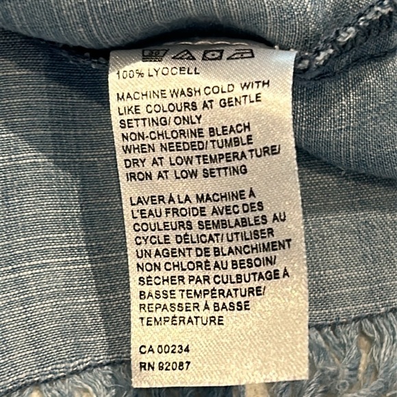 Pure Navy Chambray Sleeveless Shift Tunic Summer Dress with Frayed Hem Size L - Picture 7 of 12